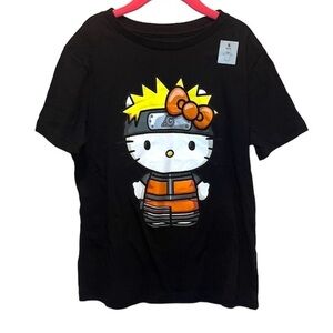 New Naruto Shippuden and Hello Kitty Girl’s Anime Black T Shirt Size Small 6 7